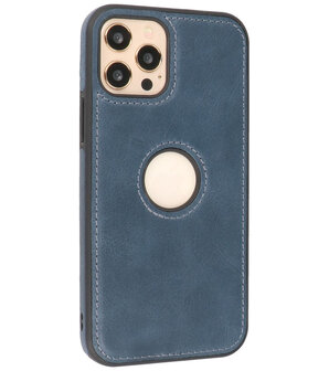 Lederen Backcover Hoesje voor iPhone 12 - iPhone 12 Pro - Navy