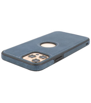 Lederen Backcover Hoesje voor iPhone 12 - iPhone 12 Pro - Navy