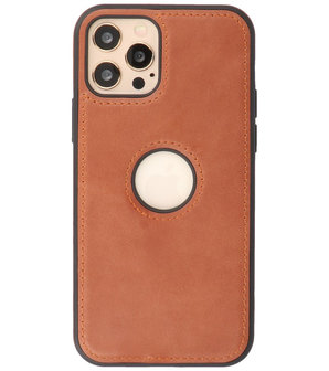 Lederen Backcover Hoesje voor iPhone 12 - iPhone 12 Pro - Cognac