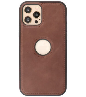 Lederen Backcover Hoesje voor iPhone 12 - iPhone 12 Pro - Mocca