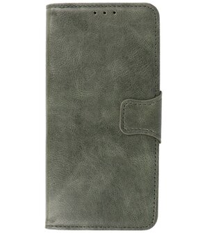 Portemonnee Wallet Case Hoesje voor OnePlus 9R - Donker Groen