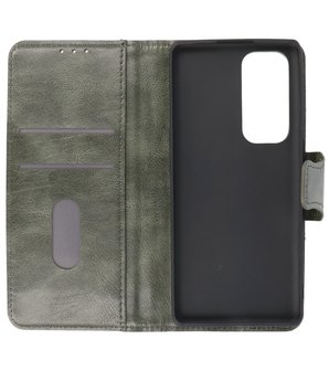 Portemonnee Wallet Case Hoesje voor Oppo Reno 5 Pro Plus 5G - Find X3 Neo - Donker Groen