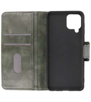Portemonnee Wallet Case Hoesje voor Samsung Galaxy A22 4G - Donker Groen