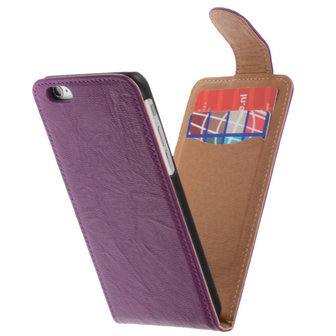 Lila Hoesje voor Apple iPhone 6 Kreukelleer Flip Case/Cover