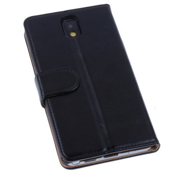 PU Leder Zwart Hoesje voor Samsung Galaxy Note 3 Neo Book/Wallet Case/Cover