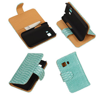 Slang Turquoise Samsung Galaxy Young 2 Bookcase Cover Hoesje 
