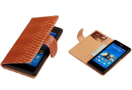 Bestcases &quot;Slang&quot; Bruin Sony Xperia E3 Bookcase Wallet Cover Hoesje 