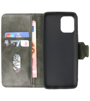 Portemonnee Wallet Case Hoesje voor Motorola Moto G100 - Donker Groen