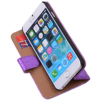 Glamour Purple iPhone 6 Echt Leer Wallet Case