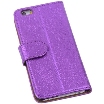 Glamour Purple iPhone 6 Echt Leer Wallet Case