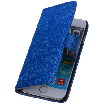 Glamour Blue iPhone 6 Echt Leer Wallet Case