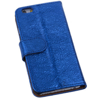 Glamour Blue iPhone 6 Echt Leer Wallet Case
