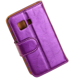 PU Leder Lila Hoesje voor Samsung Galaxy Young 2 Book/Wallet Case/Cover
