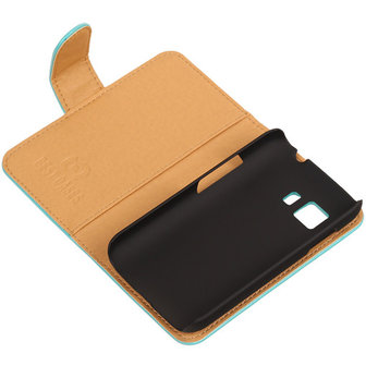 PU Leder Turquoise Hoesje voor Samsung Galaxy Young 2 Book/Wallet Case/Cover