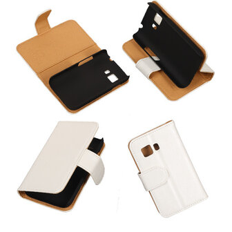 PU Leder Wit Samsung Galaxy Young 2 Book/Wallet Case/Cover