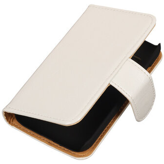 PU Leder Wit Hoesje voor Samsung Galaxy Young 2 Book/Wallet Case/Cover