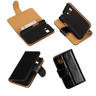 PU Leder Zwart Samsung Galaxy Young 2 Book/Wallet Case/Cover
