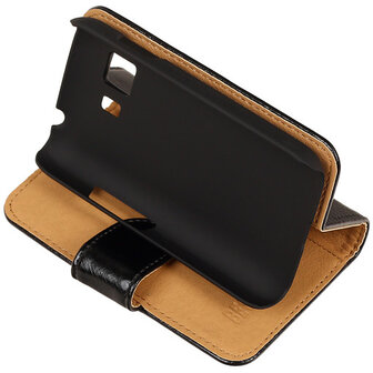PU Leder Zwart Hoesje voor Samsung Galaxy Young 2 Book/Wallet Case/Cover