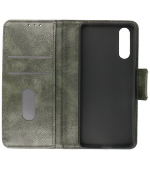 Portemonnee Wallet Case Hoesje voor Sony Xperia 10 III Donker Groen