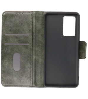 Portemonnee Wallet Case Hoesje voor Oppr Reno 6 Pro 5G Donker Groen