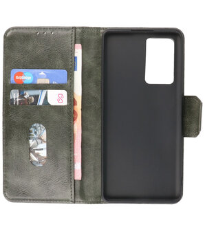 Portemonnee Wallet Case Hoesje voor Oppr Reno 6 Pro 5G Donker Groen