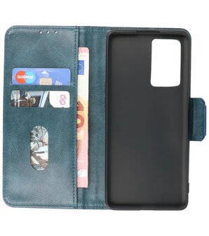 Portemonnee Wallet Case Hoesje voor Oppr Reno 6 Pro Plus 5G Blauw