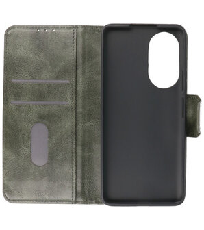 Portemonnee Wallet Case Hoesje voor Honor 50 SE Donker Groen