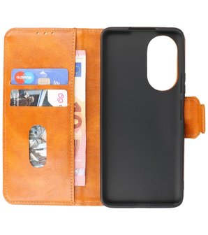 Portemonnee Wallet Case Hoesje voor Honor 50 SE Bruin