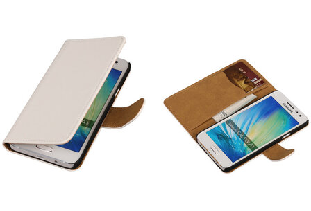 Wit Samsung Galaxy A3 Book/Wallet Case/Cover