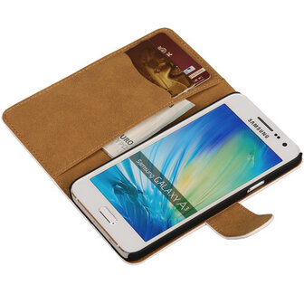 Effen Wit Hoesje voor Samsung Galaxy A3 2015 Book/Wallet Case/Cover