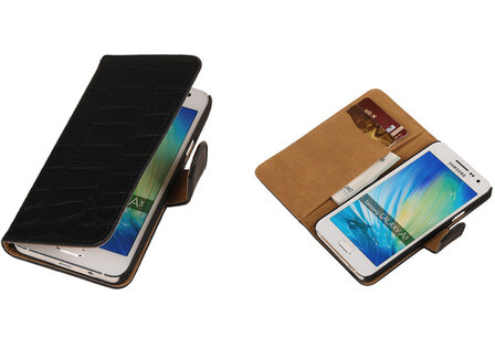 Zwart Croco Samsung Galaxy A3 Book/Wallet Case/Cover