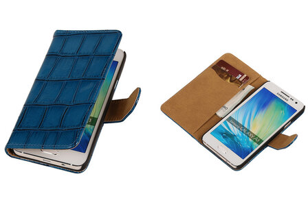 Blauw Croco Samsung Galaxy A3 Book/Wallet Case/Cover