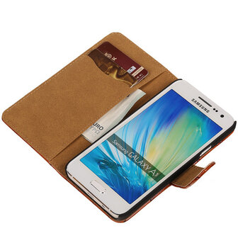 Bruin Croco Hoesje voor Samsung Galaxy A3 2015 Book/Wallet Case/Cover