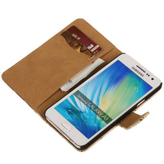 Beige Croco Hoesje voor Samsung Galaxy A3 2015 Book/Wallet Case/Cover