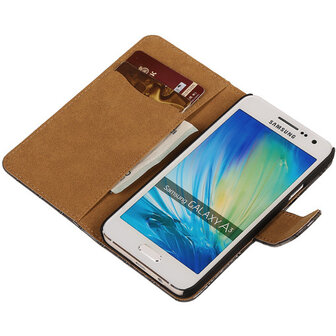 Grey Croco Hoesje voor Samsung Galaxy A3 2015 Book/Wallet Case/Cover