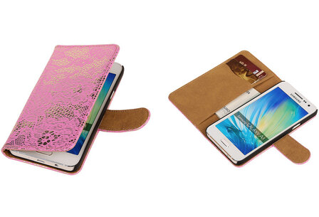Lace Pink Samsung Galaxy A3 Book/Wallet Case/Cover Hoesje