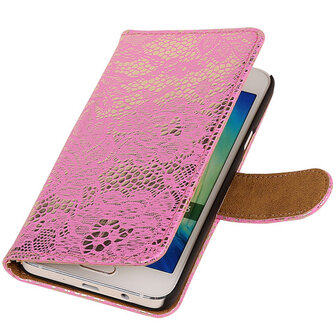 Lace Pink Hoesje voor Samsung Galaxy A3 2015 Book/Wallet Case/Cover