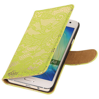 Lace Groen Hoesje voor Samsung Galaxy A3 2015 Book/Wallet Case/Cover
