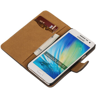 Grijs Hout Hoesje voor Samsung Galaxy A3 2015 Book/Wallet Case/Cover