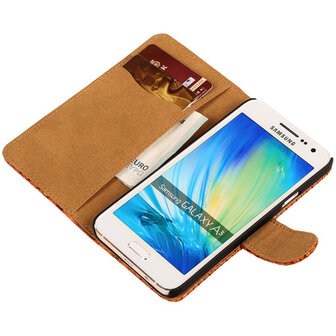 Bruin Slang Hoesje voor Samsung Galaxy A3 2015 Bookcase Cover