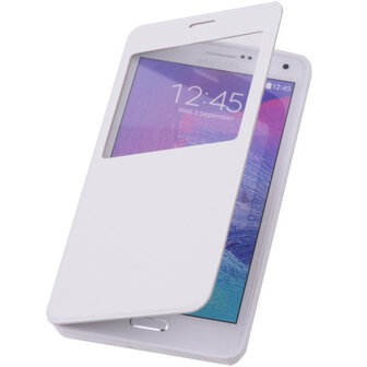 View Cover Wit Hoesje voor Samsung Galaxy Note 4 TPU Book-Style