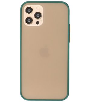 Kleurcombinatie Hard Case Hoesje voor iPhone 12 - 12 Pro Donker Groen