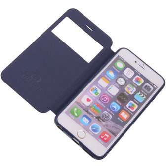View Cover Navy Blue Hoesje voor Apple iPhone 6 TPU Book-Style