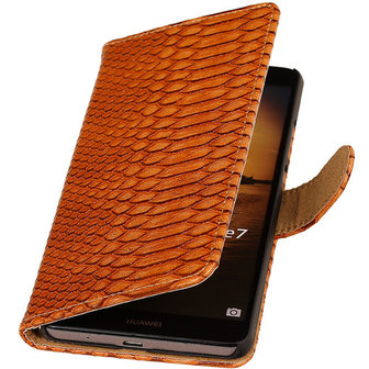 Bruin Slang Hoesje voor Huawei Ascend Mate 7 Book/Wallet Case/Cover