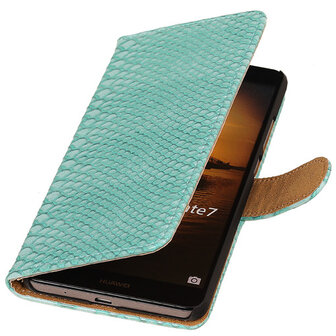 Turquoise Slang Hoesje voor Huawei Ascend Mate 7 Book/Wallet Case/Cover