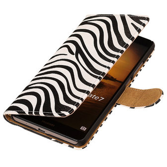 Zebra Hoesje voor Huawei Ascend Mate 7 Book/Wallet Case/Cover