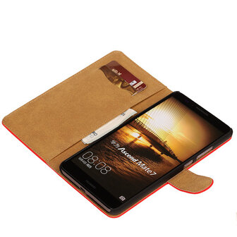Rood Hoesje voor Huawei Ascend Mate 7 Book/Wallet Case/Cover