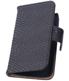 Zwart Slang Hoesje voor Samsung Galaxy Core i8260 Book/Wallet Case/Cover