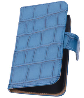 Blauw Croco Hoesje voor Samsung Galaxy Core Book/Wallet Case/Cover