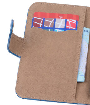 Blauw Croco Hoesje voor Samsung Galaxy Core Book/Wallet Case/Cover